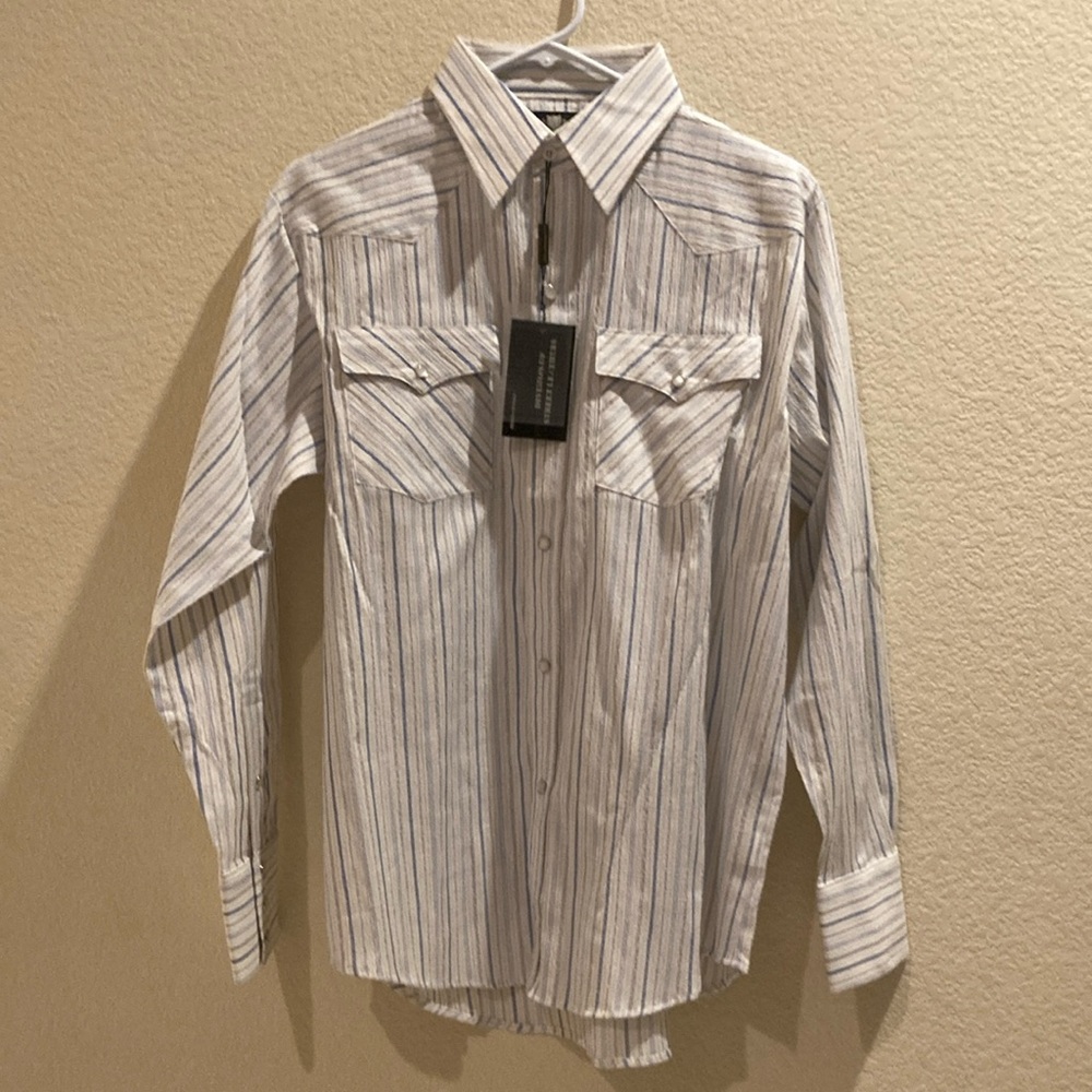 Classic Blue and White Striped Dress Shirt